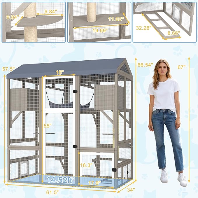 Ketive Catio Outdoor Cat Enclosure Large Walk-in Cat House - Image 4