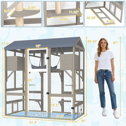 Ketive Catio Outdoor Cat Enclosure Large Walk-in Cat House - Image 4