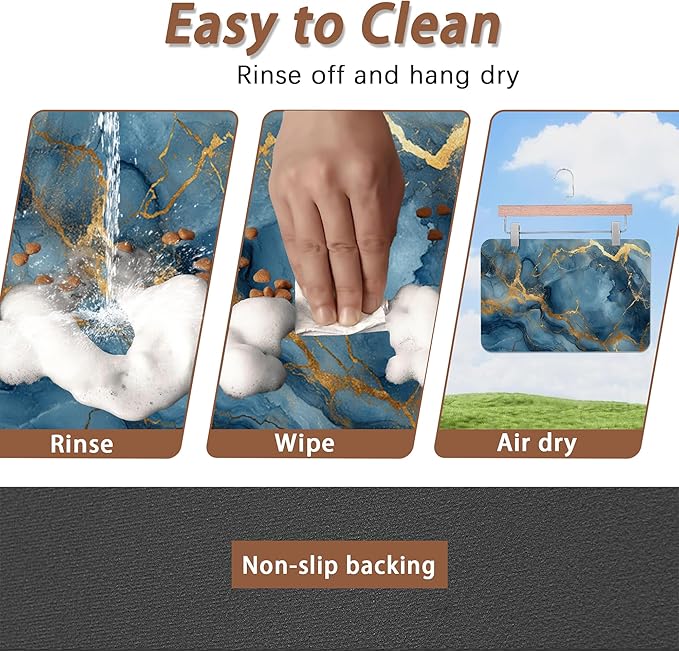 Marble Pet Feeding Mat, Non-Slip Rubber Backing Mat, Cat Dog Accessories - Image 4