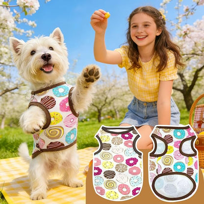 PETCARE Cartoon Dog Shirts for Small Dogs Cute Dog Clothes Brown Donut Tshirt - Image 6