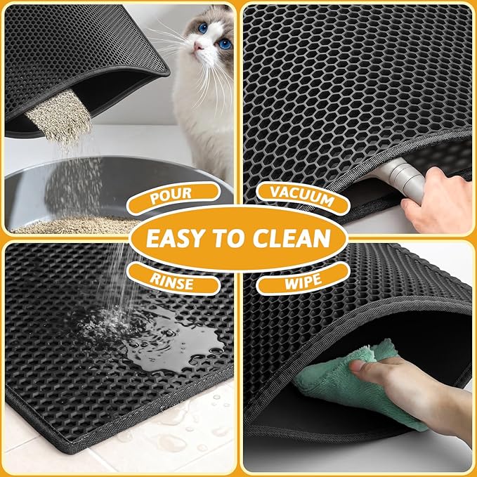 Pieviev Cat Litter Mat Double Layer Waterproof Urine Proof Trapping Mat 1 Pack) - Image 6