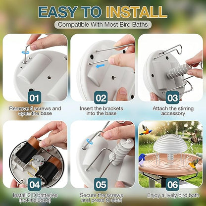 Bird Bath Water Agitator, Quiet Waterproof Birdbath Circulator, Keeps Water - Image 6