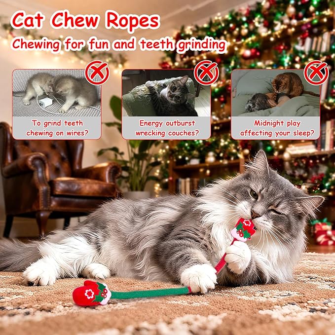 Retro Shaw Cat Chew Ropes 3PCS, Kitten Teething Toys - Image 4