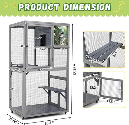 COZIWOW Outdoor Wooden Cat Catio – Weatherproof, Easy Assembly, - Image 2