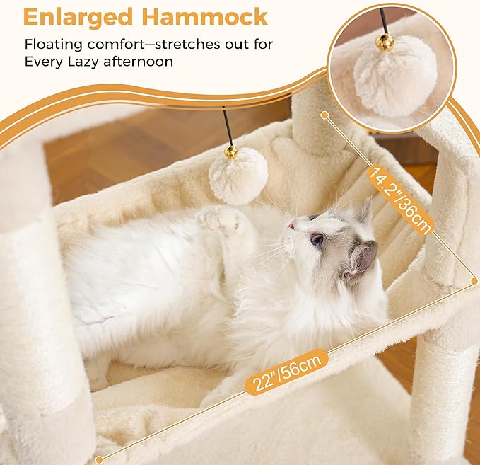53” Cat Tree for Large Cats 20 lbs+, XL Cat Tower - Image 3