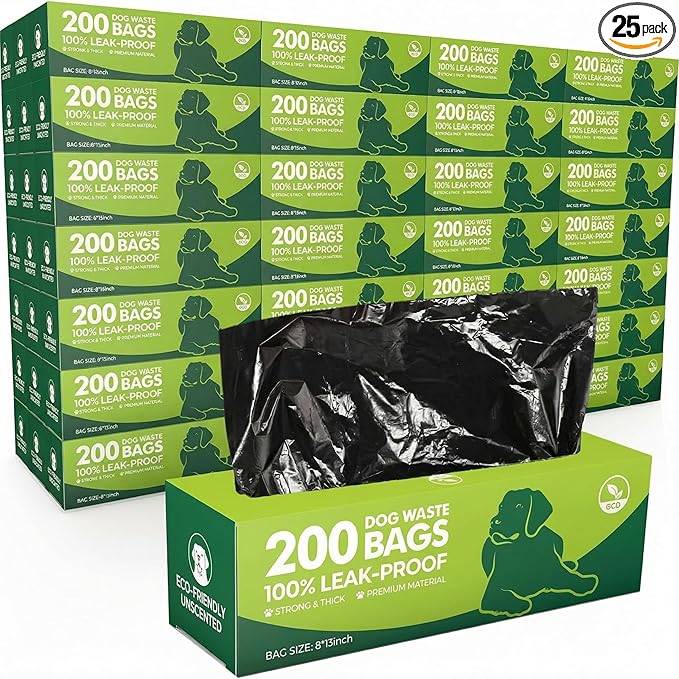 Sherr 25 Boxed Rolls 5000 Counts Dog Poop Bags Bulk Leak Proof Dog Doggy Poop by Sherr