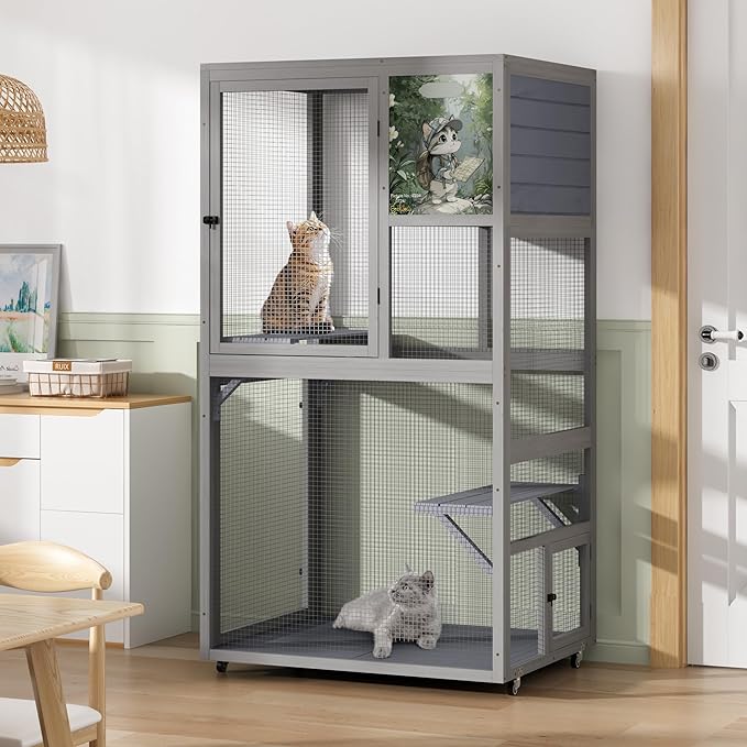 COZIWOW Outdoor Wooden Cat Catio – Weatherproof, Easy Assembly, - Image 8