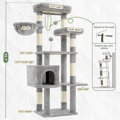 Gitelsnour Cat Tree for Indoor Cats, 55.1 inch Cat Tower - Image 7