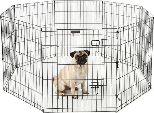 Dog Playpen - Foldable Metal Exercise Puppy Play Pen - Indoor/Outdoor Pen with by PETMAKER
