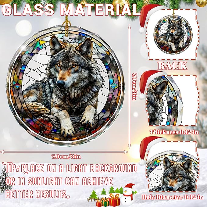 Wolf Ornaments for Christmas Tree, Stained Glass Ornament and Christmas Tree - Image 2