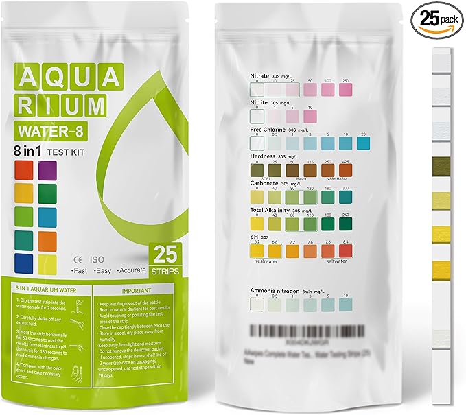 AAwipes Aquarium Ammonia Test Strips 8-in-1 |25 Strips | Quick & Accurate Water by AAWipes