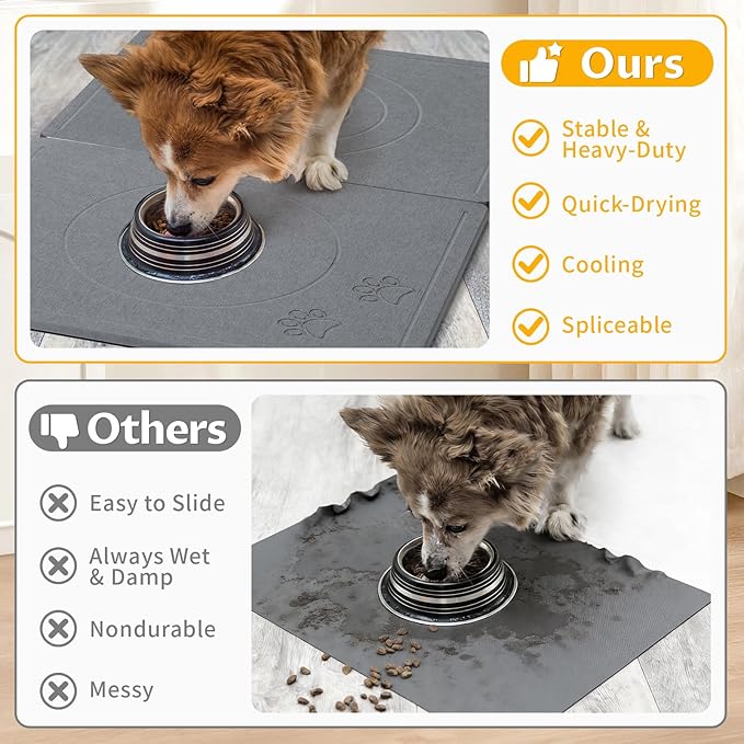 Stone Dog & Cat Food Mat, Bite-Proof Non-Slip Large Diatomaceous Pet Feeding Mat - Image 8