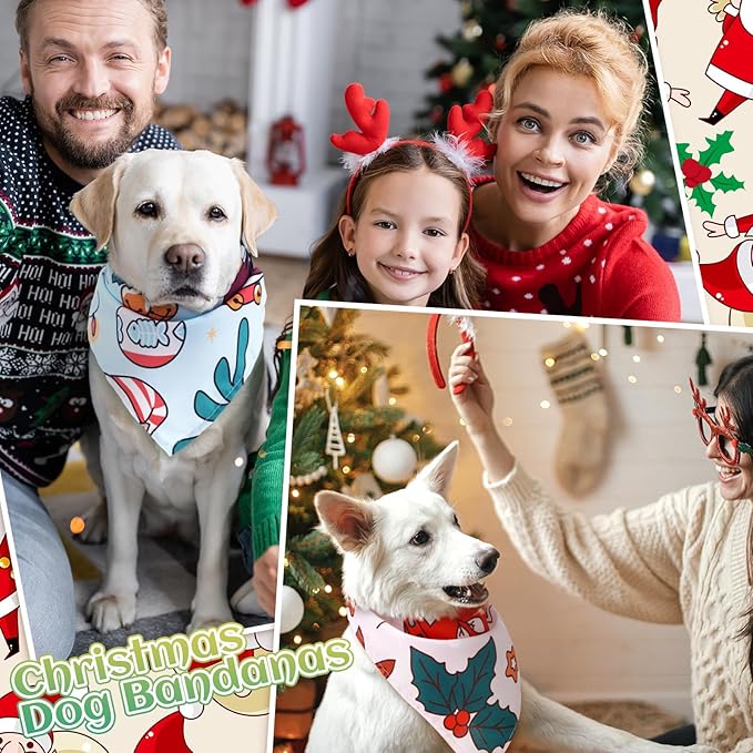 Huhumy 100 Pcs Christmas Dog Bandanas Bulk Pet Bibs Colorful Triangle Scarf - Image 6