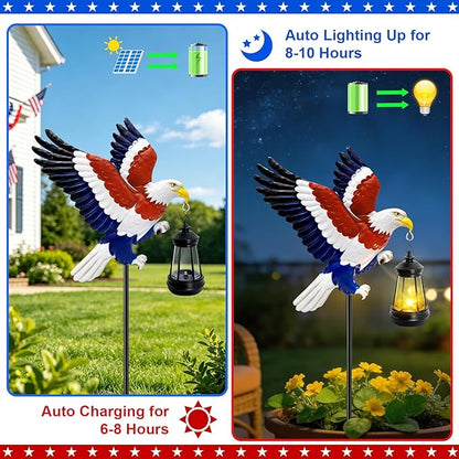 4th of July Independence Day Solar Eagle Garden Lantern Outdoor, Patriotic Bald - Image 4