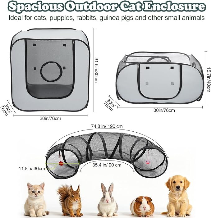 Cat Playpen, 3-in-1 Pop-up Outdoor Cat Enclosure - Image 3