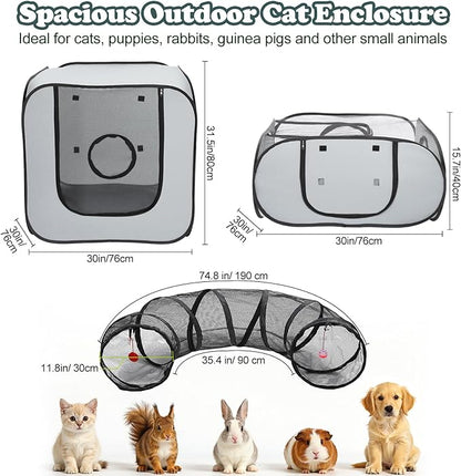 Cat Playpen, 3-in-1 Pop-up Outdoor Cat Enclosure - Image 3