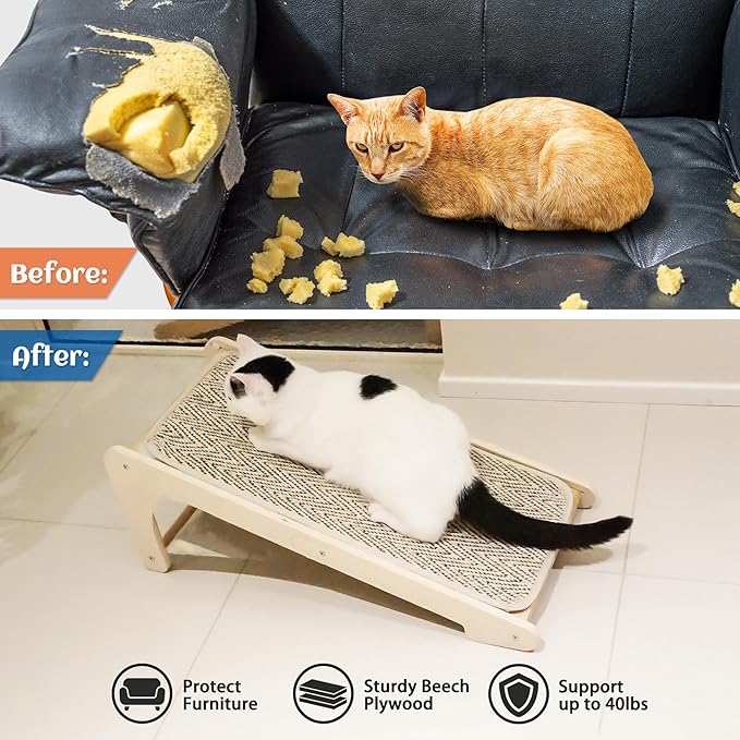 PETKARAY Cat Scratcher, Sisal Scratching Ramp, L Shape Cat Scratch Pad - Image 4
