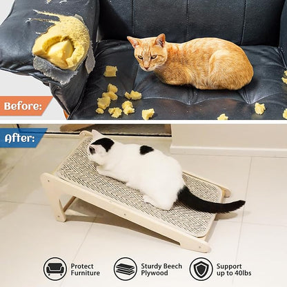 PETKARAY Cat Scratcher, Sisal Scratching Ramp, L Shape Cat Scratch Pad - Image 4