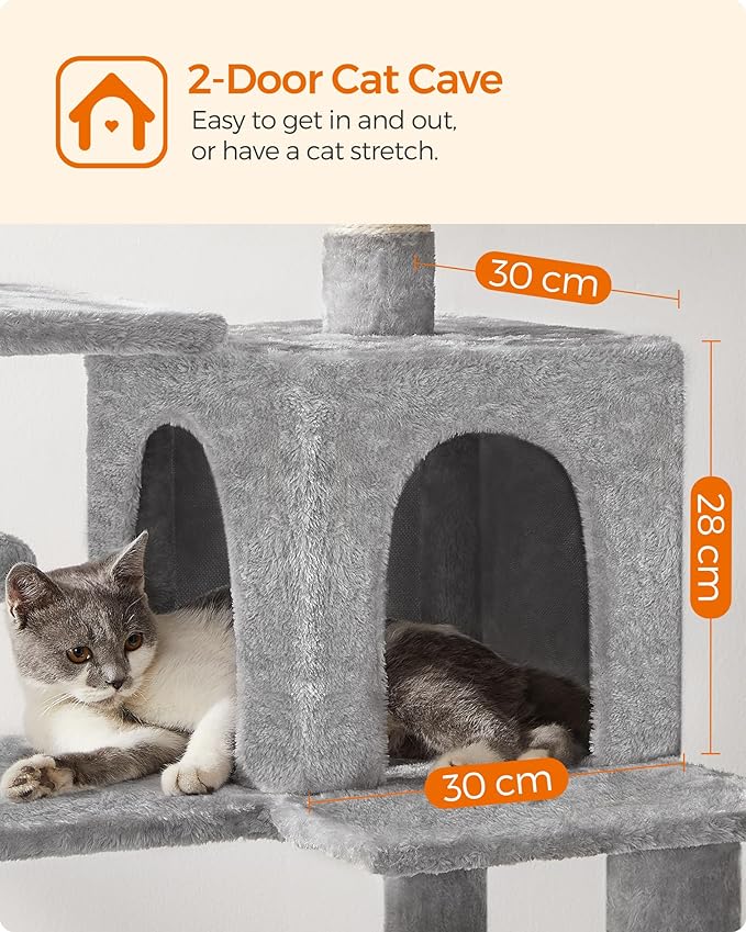 Feandrea Cat Tree, 54.2-Inch Cat Tower, Plush Multi-Level Condo - Image 6