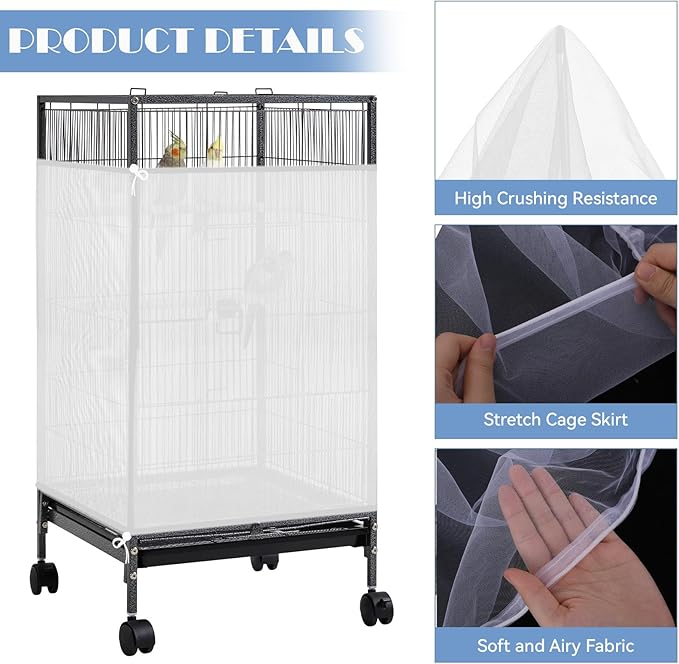 Trinkrittey Large Bird Cage Seed Catcher, 31 x 118 inches Adjustable Large Bird - Image 3