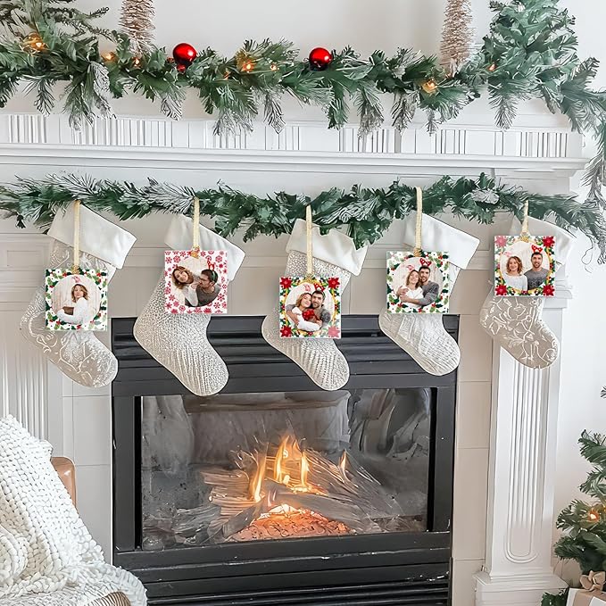 UNIQOOO Floral/Snowflake/Holly Christmas Acrylic Picture Frame Ornaments - Image 5