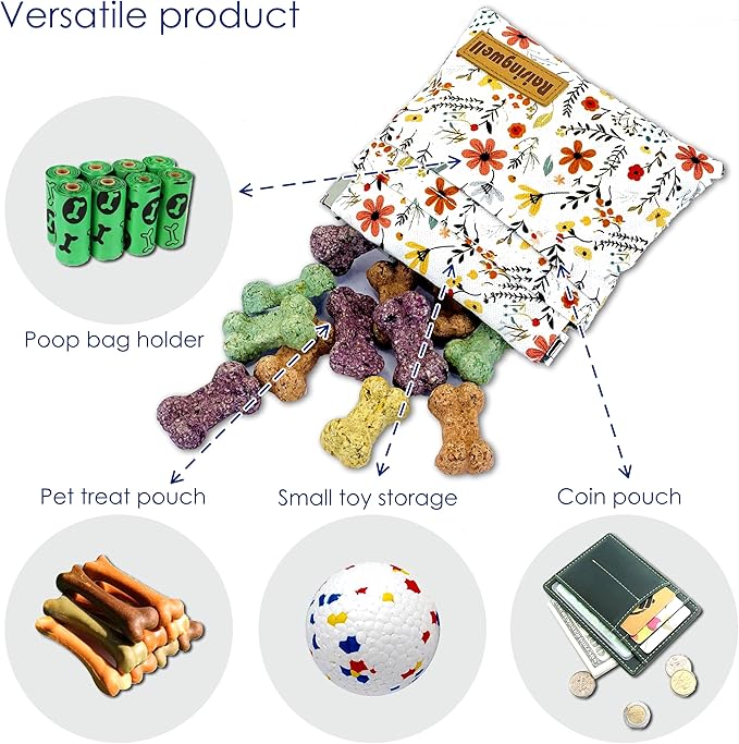 Raisingwell Dog Treat Pouch, Small Cotton Pocket Sized Training Holder - Image 4