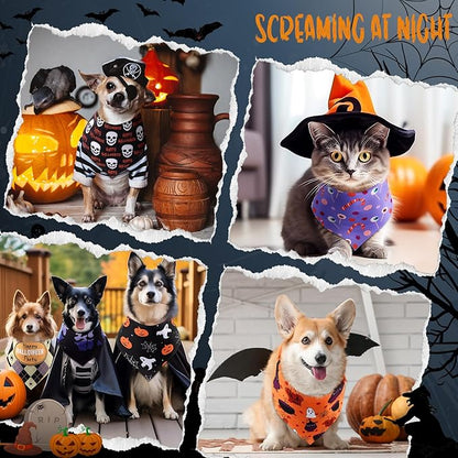 Huhumy 100 Pcs Halloween Dog Bandanas Bulk 3 Sizes Dog Washable Bandana - Image 5