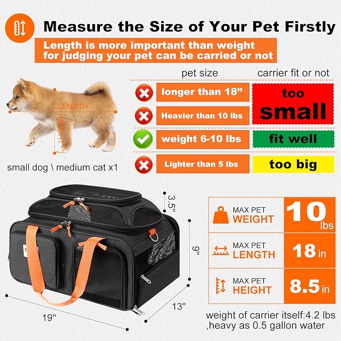 pidipiti 19x13x9 TSA Approved top Expandable pet Carrier - Image 2