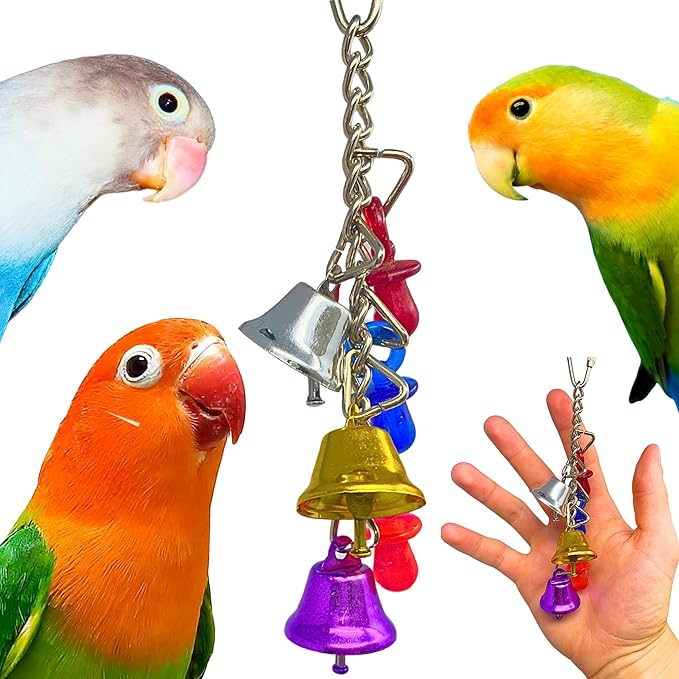 Bonka Bird Toys 1107 Jingle Bells 6" x 2" Acrylic and Metal Hanging Toy by BonkaBirdToys