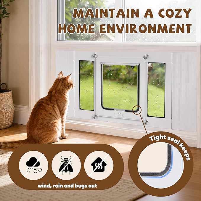 Cat Door for Window with Safety Window Lock, Adapt to Windows of Different Width - Image 5