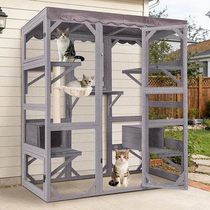 70.1’’ Large Catio Outdoor Cat Enclosure, Weatherproof Walk-in Cat Cage by JQC