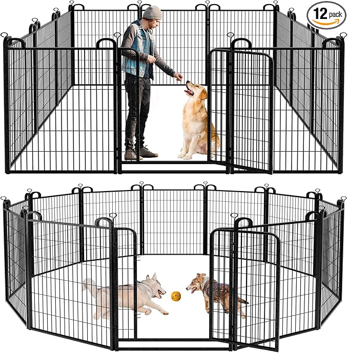 Kfvigoho Dog Playpen Outdoor 12 Piece Panels Heavy Duty Dog Fence 47" Height by Committedtobetterpetlife