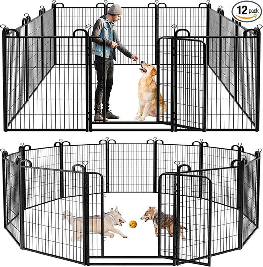 Kfvigoho Dog Playpen Outdoor 12 Piece Panels Heavy Duty Dog Fence 47" Height by Committedtobetterpetlife