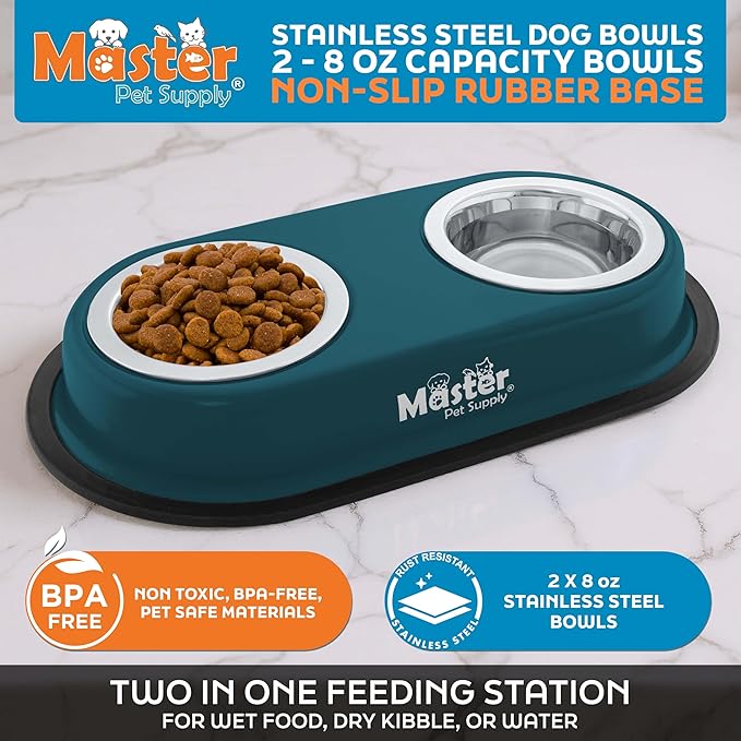 Master Pet Supply Double Dog Bowls Set - Image 2