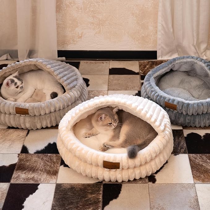 CHEERPALS Cat Cave Bed for Indoor Cats, Washable Covered Cat Bed Hooded Kitty - Image 9