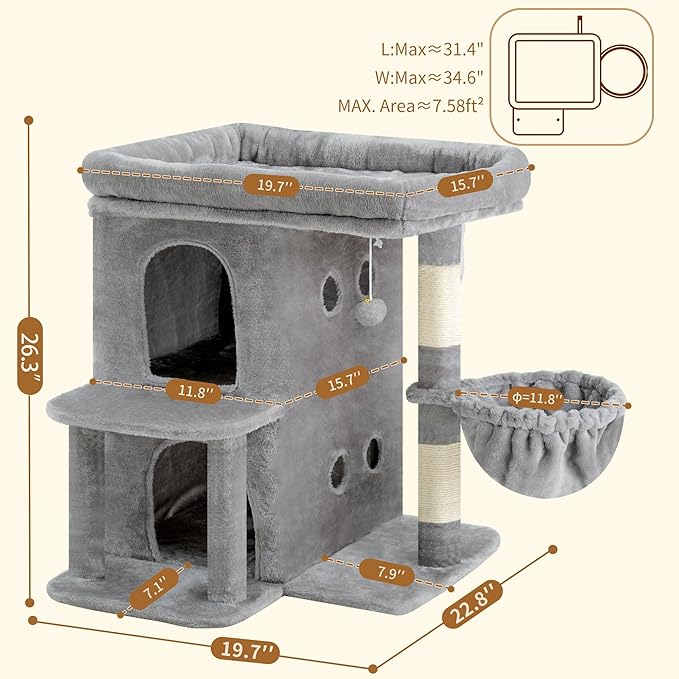 Heybly Cat Tree, 26.3-inch Cat Tower - Image 3