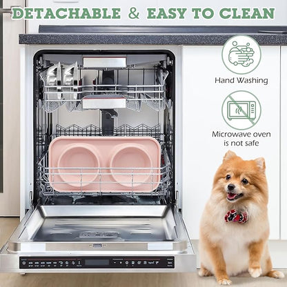 BNOSDM 2 Pcs Double Dog Food Bowls, Stainless Steel Small Dog Food and Water - Image 4