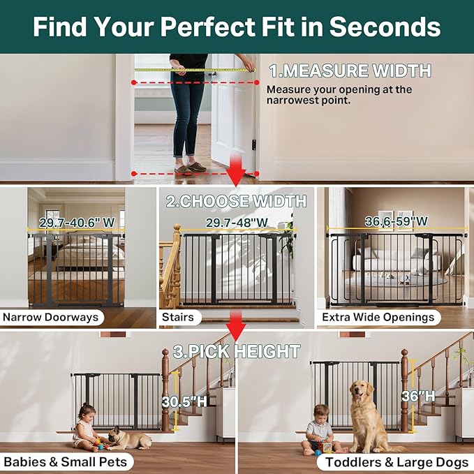 Cumbor 29.7-40.6" Baby Gate for Stairs, Mom's Choice Awards Winner-Dog Gate for - Image 3