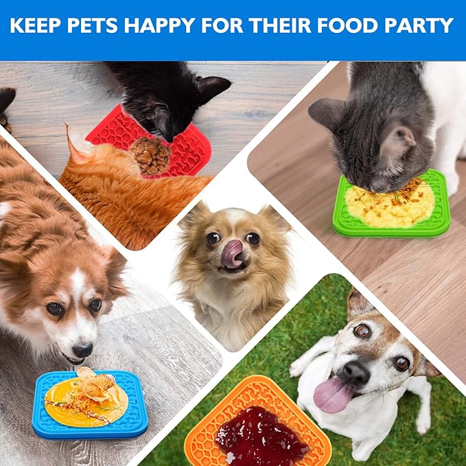 4 Pack Lick Mat for Dogs, Dog Slow Feeder Dowl Mat for Bathing Grooming Nailing - Image 5