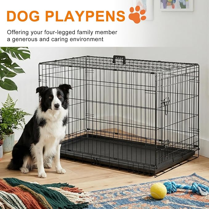FDW Large Dog Crate 42inch Dog Cage Foldable Metal Kennel - Image 2