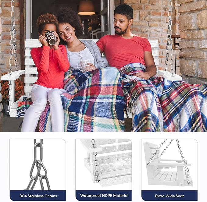 KINGYES Outdoor Hanging Porch Swing Set of 4, Waterproof Swing - Image 4
