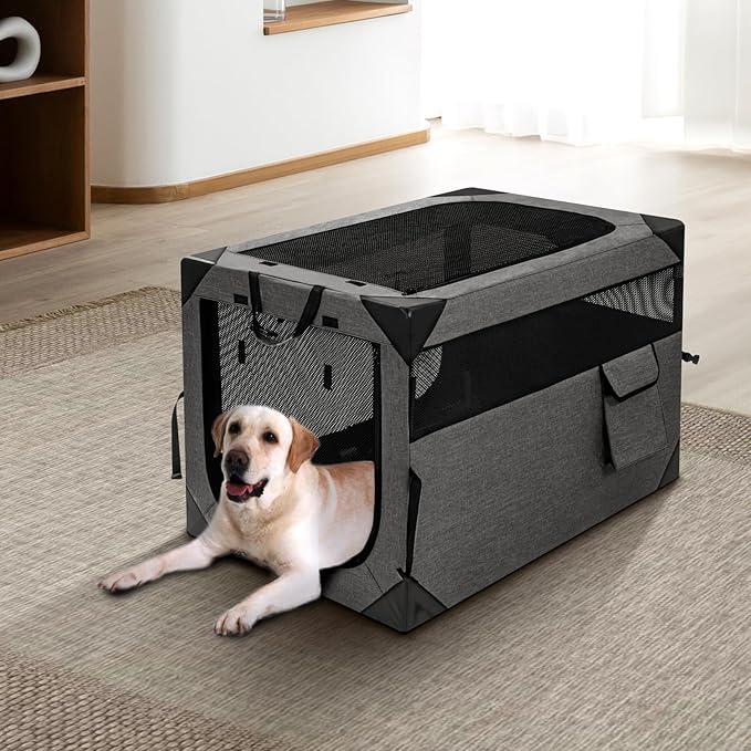 Zikopomi 30 Inch Portable Travel Dog Crate, 3 Door Collapsible Soft Pet Kennel - Image 6