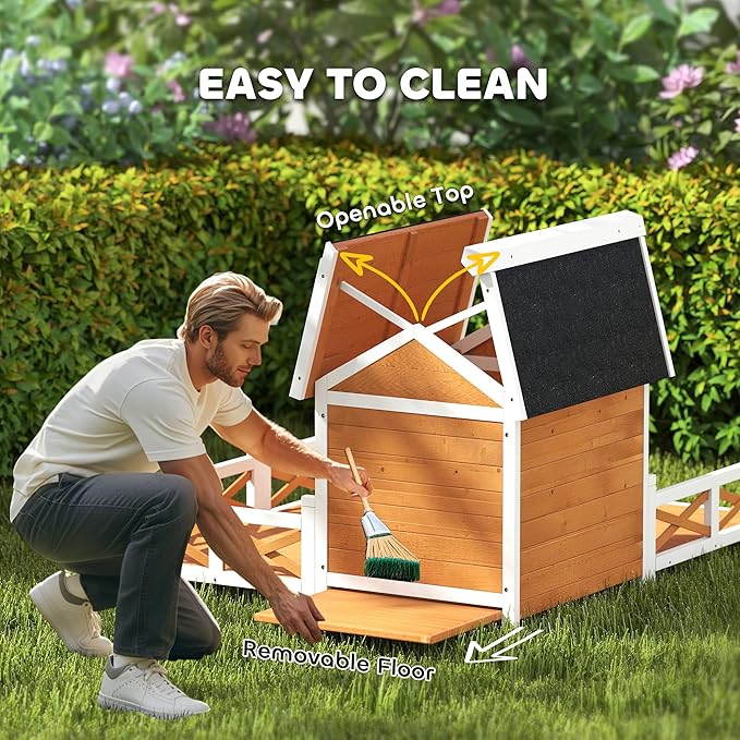 PawHut Outdoor Dog House, Weatherproof & Openable Roof, Elevated Base, - Image 5