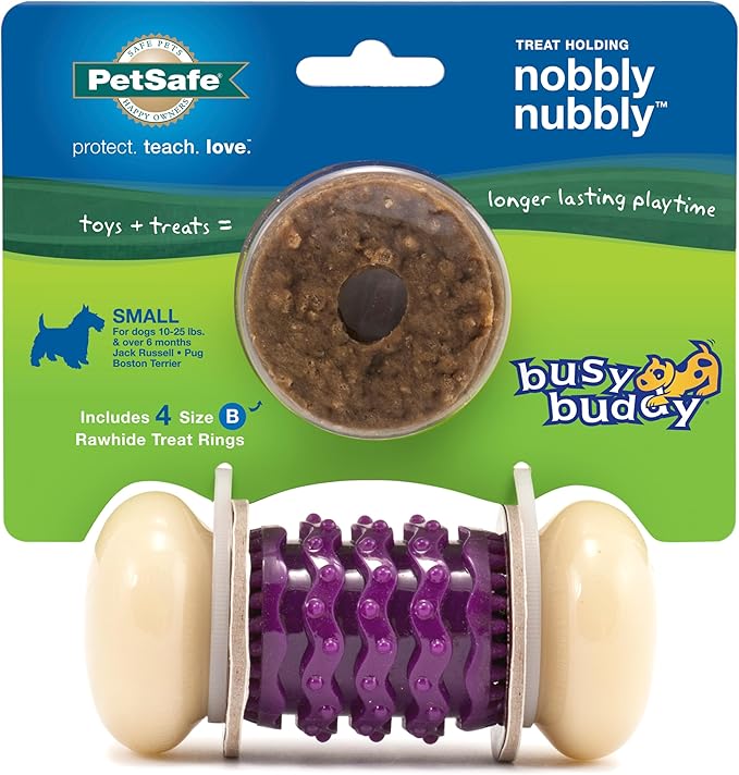 PetSafe Busy Buddy Nobbly Nubbly Treat Holding Dog Toy Strong Chewers Small by PetSafe