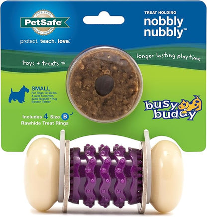 PetSafe Busy Buddy Nobbly Nubbly Treat Holding Dog Toy Strong Chewers Small by PetSafe