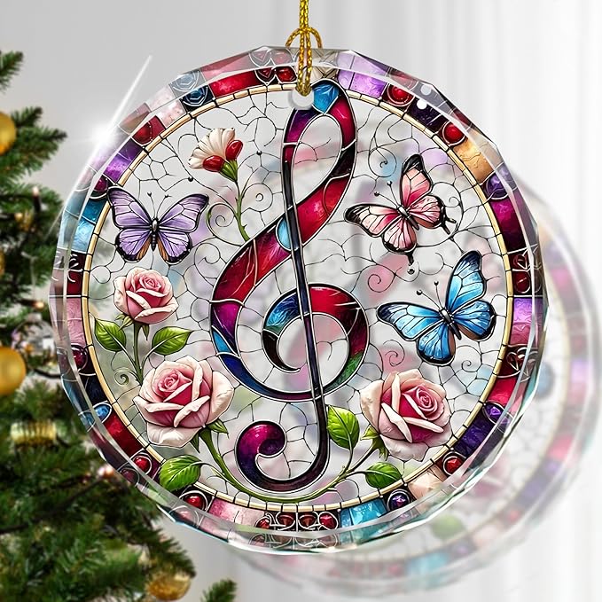 Musical Note Stained Glass Ornament, Christmas Ornament, Christmas Decorations by Kooirsp