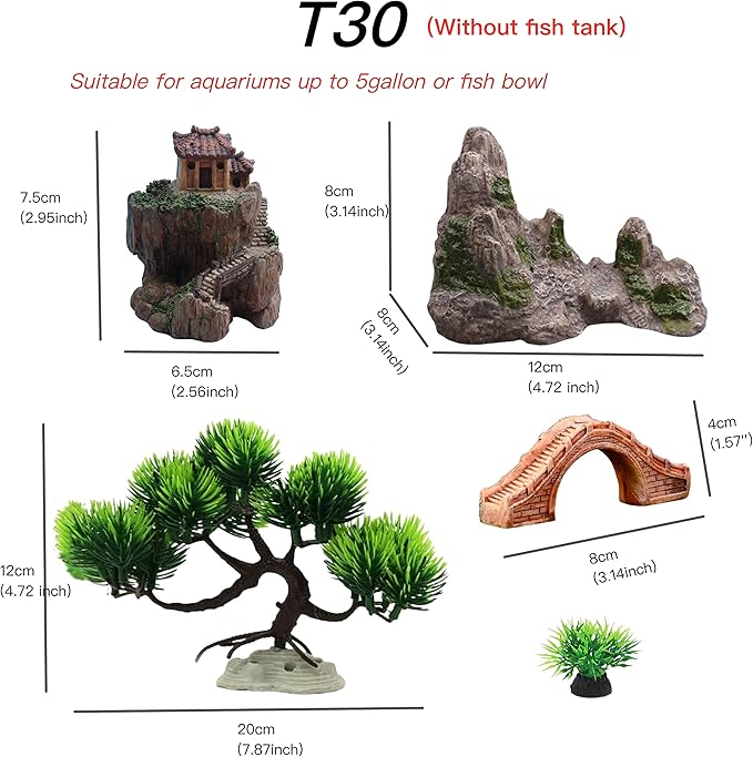 AWXZOM Small Japanese Fish Tank Decorations Set, Suitable - Image 2