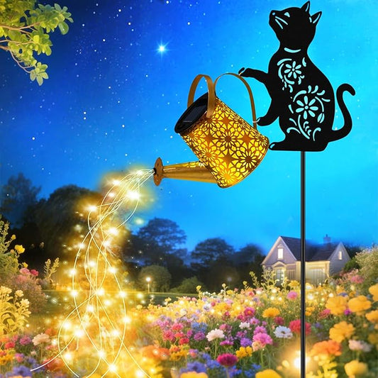 Solar Watering Can Lights, Cat Hanging Lantern Solar Lights Outdoor, Cat Lover by yulloyello