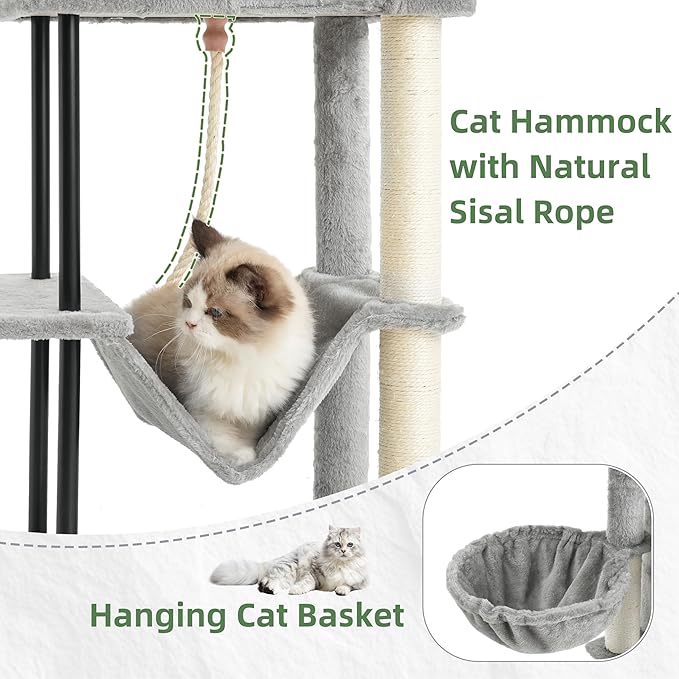 Gitelsnour Cat Tree, Cat Tower for Indoor Cats, 43.3 inch Cat Tree Tower - Image 4