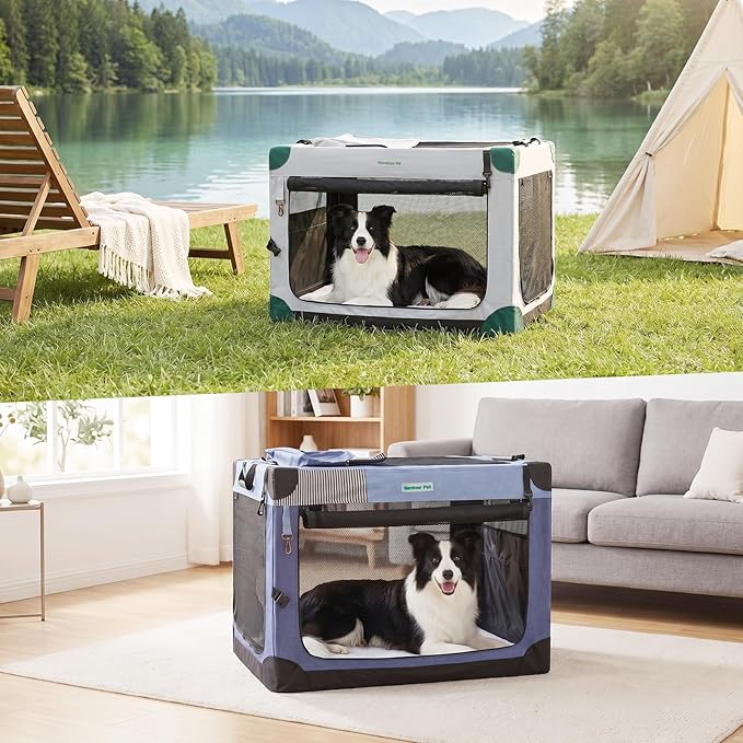 Gardner Pet 36 Inch Folding Soft Dog Crate -3 Door Collapsible Dog Crate - Image 8